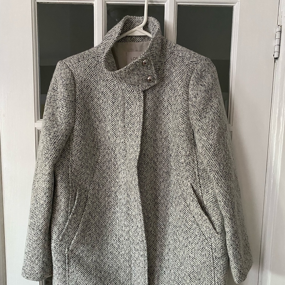 Size Small Petite Loft Herringbone funnel neck coat